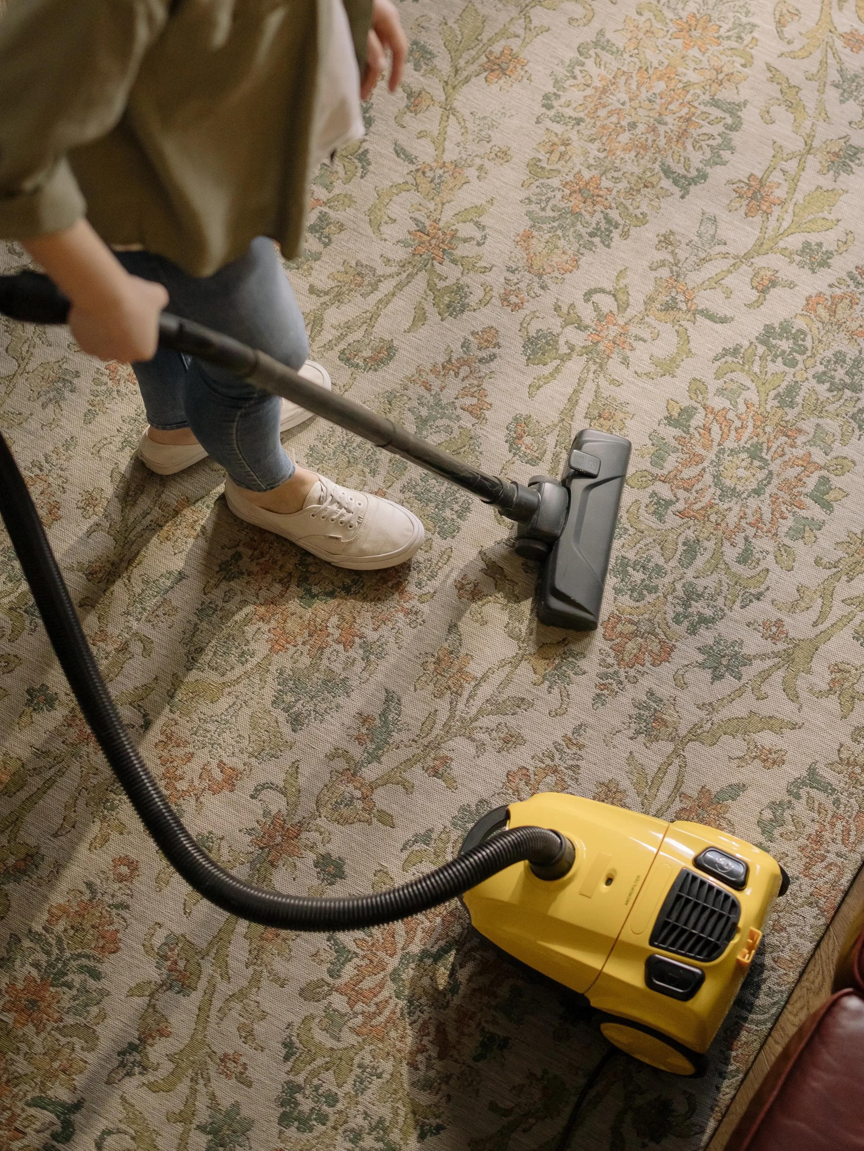 Deep cleaning a carpet.